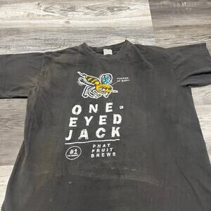 Vintage 90's Black Mens XL Crewneck One Eyed Jack Phat Fruit‎ Brews Tee T-shirt